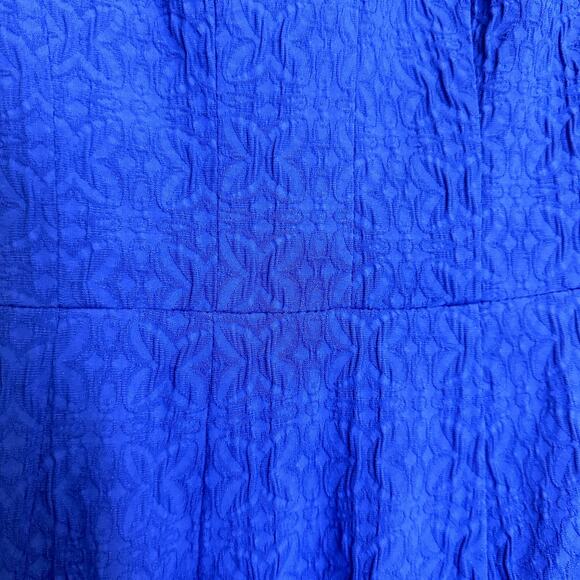Nanette Lepore‎ Women's Blue Fit & Flare V Neck Textured Cocktail Dress Size 0 - Picture 3 of 7